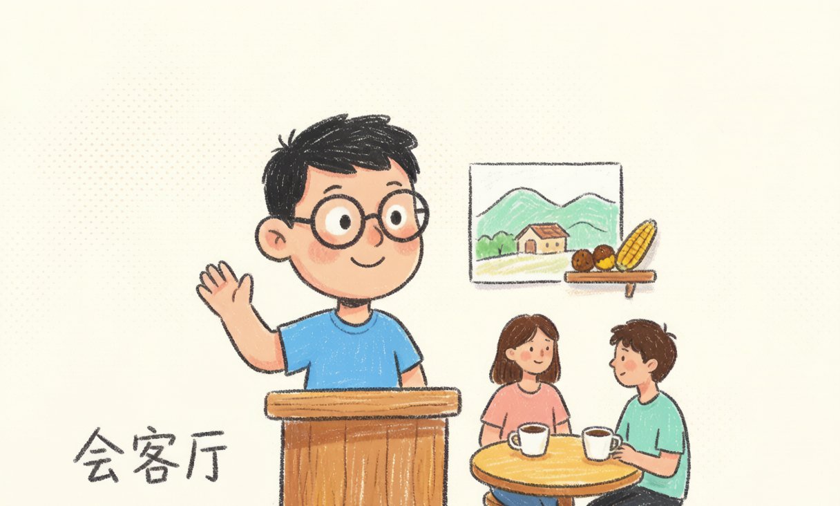 段落图:返乡青年在县城咖啡馆招呼客人